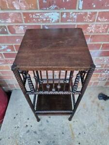Vintage Mahogany Plant Stand Fern Table Handmade Turned Wood 2 Shelf Ornate