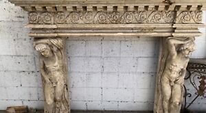 Hand Carved Travertine Mantel Fire Place
