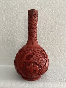 Chinese Cinnabar Vase Qing Dynasty 18th 19th Century