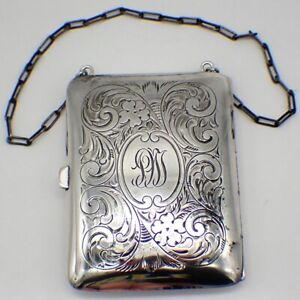 Engraved Purse Case Sterling Silver Mono Fcd 1917