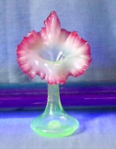 Cranberry Opalescent Victorian Jack In The Pulpit Glass Vase