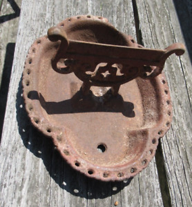 Antique Cast Iron Boot Scraper Rusty Victorian Design With Mud Pan