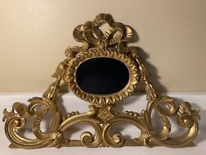 Vintage Style Italy Carved Wall Mirror Gold Tone Euromarchi Hollywood Regency