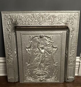 Extraordinary Victorian Cast Iron Fireplace Surround W Matching Summer Cover