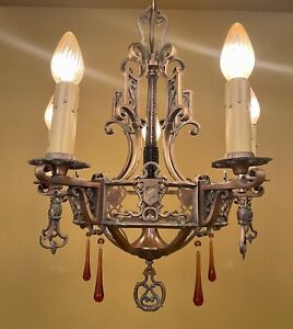 Vintage Lights 1920s Spanish Revival High Quality Crystal Chandelier
