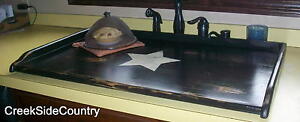 Wood Farm House Lg Kitchen Sink Cover With Star 33 1 2 X 18 3 4 X 2