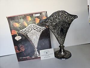 1991 Godinger Silver Plated Flower Vase Fan Shaped Pierced Filigree Art Nouveau