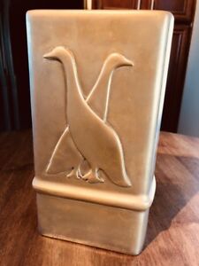 Vintage Mid Century Sarreid Ltd Brass Sand Cast Geese Vase Made In Italy