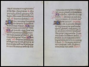 Handwriting Parchment Sheet From Stundenbuch Um 1500 Coloured Initalen 109 