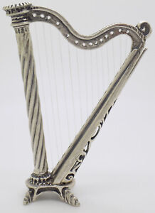 Vintage Italian Handmade Sterling Silver 925 Large Harp Figurine Decor Statue