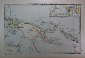 Old 11x17 1908 Time S Atlas Map New Guinea Papuan Archipelago Inv 485