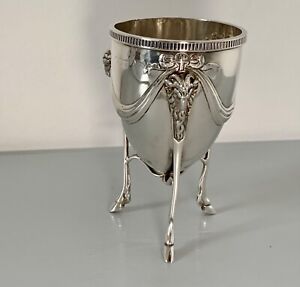 Rare Antique Sterling Silver Neoclassical Vessel Chalice Rams Head Feet Swags