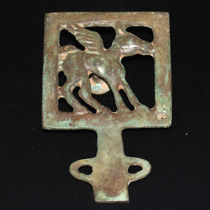 Ancient Luristan Bronze Plaque Buckle Depicting A Figurine Circa 1800 600 Bc