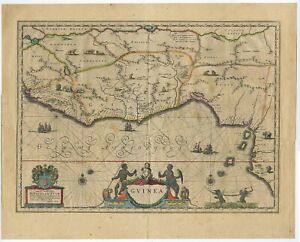 Antique Map Of Guinea By Blaeu C 1638 