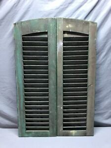 Pair Green Arch Top 13x38 Antique House Window Wood Louvered Shutters 274 24b