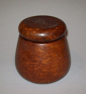 Old Antique Vtg 19th C 1850s Beautiful Burl Sugar Bowl W Cover Great Treen Jar