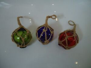 3 X Fishing Boat Net Floats Glass Baubles Christmas Nautical Decorations 55 Mm