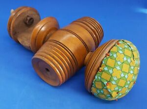 Box Wood Vintage Victorian Antique Large Sewing Clamp Pincushion