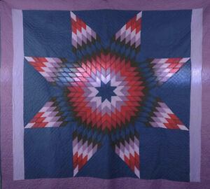Beautiful Vintage Antique 1900 1930 Amish Lone Star Quilt Handmade And Huge 
