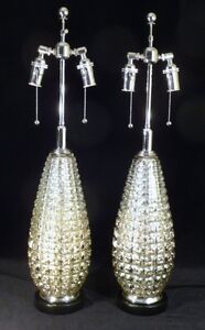 Pair Mid Century Mercury Teardrop Geometric Retro Vintage Regency Table Lamps