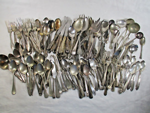 Lot 150 Pieces Silverplate Flatware Crafts Spoons Large Serving Spreaders