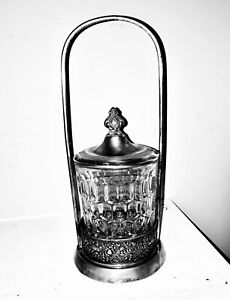 Antique Eapg Silver Plate Pickle Jar Or Castor