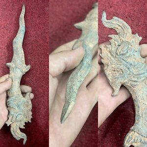 Unique Ancient Luristan Bronze Short Sword With Dragon Terminal