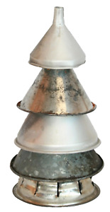 Vintage Aluminum Funnel Christmas Tree 9 H Five Mid Century Tin Funnels