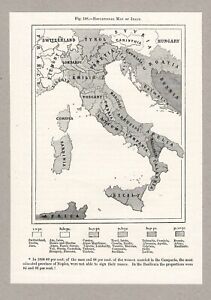 Antique Map Circa 1885 Educational Map Of Italy 6 25 X 4 5 