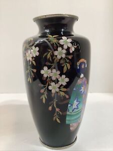Fine Japanese Cloisonn Figural Vase Mid Century 7 1 2 High Imperfections