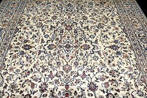 10x13 1940 S Antique 200 Kpsi Hand Knotted Vegetable Dye Wool Ivory Kashann Rug