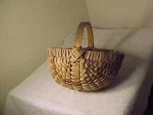 Antique Small Splint Oak Egg Basket Hand Made
