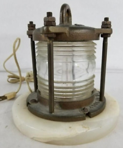 Beautiful Vintage 1900 S Marine 12 Signal Light On Marble Base Modified Lamp