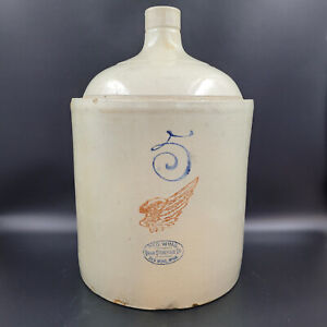 Antique Red Wing 5 Gallon 4in Wing Stoneware Jug