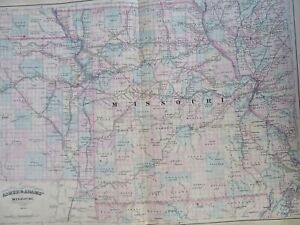 Missouri St Louis Kansas City Springfield Columbia 1872 Asher Adams State Map