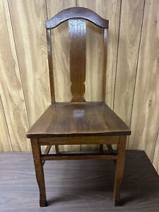  Vintage T Back Oak Wooden Chairs