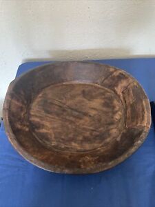 Large Primitive Looking Hand Carved Wood 22 Bowl