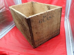Primitive Rustic Wooden Shipping Crate Box Country Farm Old Vintage Glass Co 