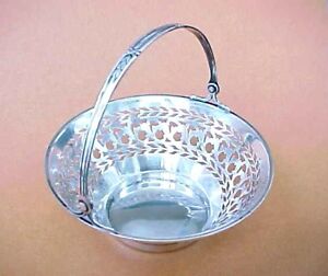 Antique Watson 4688 Reticulated Sterling Silver Basket With Handle Excellent