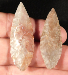 Two Ancient Lanceolate Form Arrowheads Ribbon Flaking Niger 4 49
