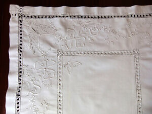 Superb Pillowcase Wire Linen In Rare Embroidery 1900 And Monogrammed Bh 