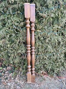 Large Pair Turned Wood Posts Spindles Balusters Architecture Salvage