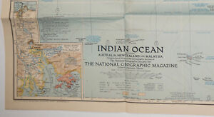 Vintage National Geographic 1941 Map Of Indian Ocean 32 75 X25 