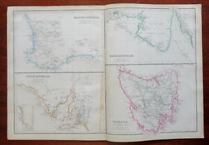 Australia Regions North South West Australia Tasmania 1860 Bartholomew Map
