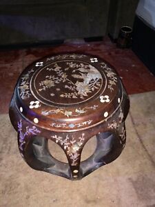 Beautiful Handcrafted Mother Of Pearl Inlay Etchings Antique Chinese Garden Seat