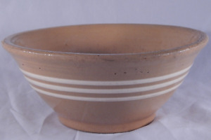 Antique Yellow Ware Glazed Pottery Bowl Primitive