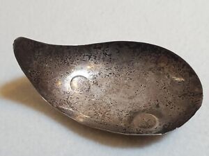 Vintage 925 Sterling Silver Ashtray Mexico Leaf Dish Bowl Mid Century Patina