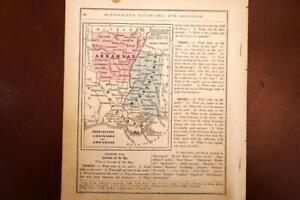 1868 Antique Colton Atlas Map Mississippi Louisiana Arkansas United States