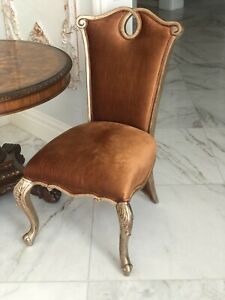 Old World Vintage Italian French Bronze Handmd Metallic Wood Frame Chairs 2 Avai