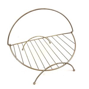 Mid Century Wire Magazine Rack Stand Oval Gold Color Vintage